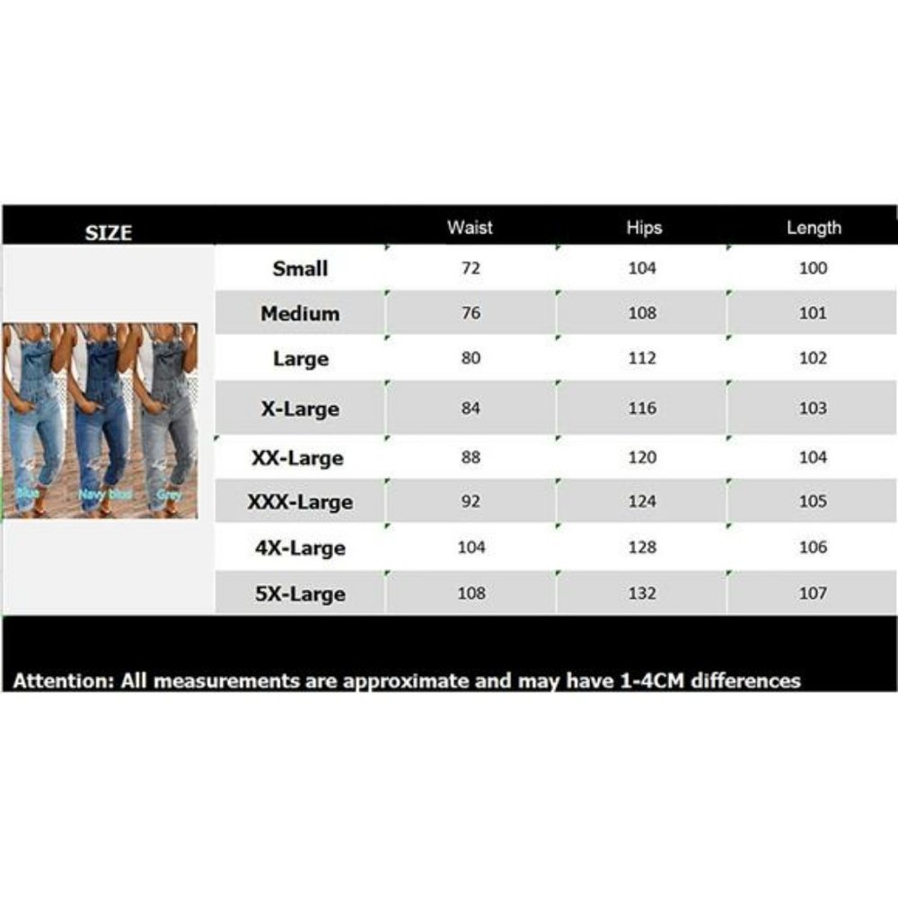 Women's Ripped Denim Overalls Jean Rompers - Picture 5 of 5